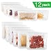Produktbild Redmoo 12 Pack Wiederverwendbarer Lebensmittelbeutel, Obst-und Gemüsebeutel Gefrierbeutel PEVA Aufbewahrungsbeutel Sandwichbeutel Küche Beutel für Gemüse Milch Snacks Fleisch, FDA-Qualität