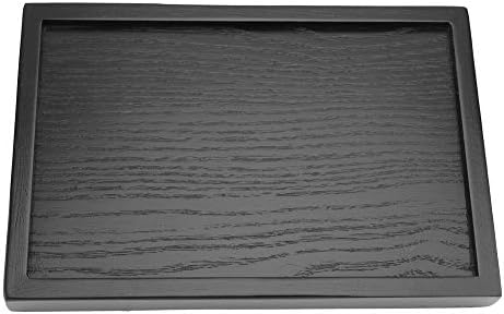 Wooden Rectangular Serving Tray, Black Wood Tea Tray, Tea/Drink Platter, Restaurant Service Tray, Non-Slip Food Tray Breakfast Tray, Coffee Snack Food Solid Wood Tray (22 * 15)