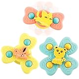 CrateBabies Baby Spinner Toy for Baby Bath Toys Water Toys for Kids Suction Cup Fidget Spinner Sensory Toddler Infant Flight Travel Toy Stick to Car Window Birthday Return Gift for Kids 3 Pcs