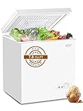 7.0 Cu.Ft Chest Freezer Compact Mini Deep Freezer with Top Open Door 7 Gears Temperature Control with Removable Storage Basket White