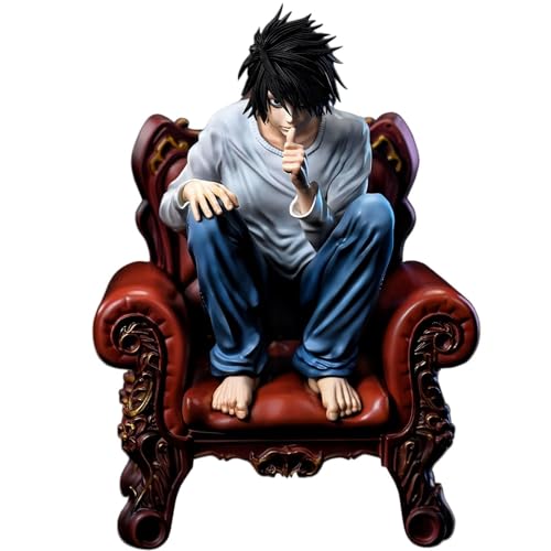 Keyhvao Figura de acción Cool L de 15 cm, posición en cuclillas, modelo L, estatua de Death Note, figuras de anime, material de PVC, decoración de regalos para fans y amigos