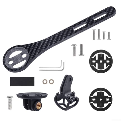 Gdfnmogo Integrated Cycling Computer Base Carbon Fiber Handlebar Bracket for Garmin Stem Extension, Fits and Camera Mount