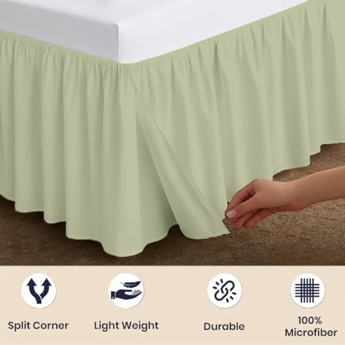 SGI Bedding 12 Inch Drop Ruffled Bed Skirt Twin Size - Classic Gathered Styling, Platform Style Dust Ruffle with Secure Fit, Split Corners, Wrinkle-Resistant Microfiber - Sage by SGI bedding - Used condition - Image 4