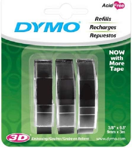 1741670 3 Pack Black 3/8" x 9.8' ft Embossing Tape Refills - Quantity 6