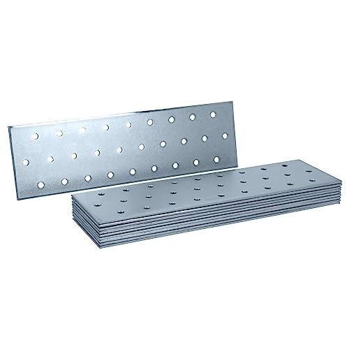 HELPMATE - 12 pezzi piastrine forate 60x200 mm - Connettore piatto galvanizzato blu - Giunzione per legno con protezione corrosiva eccellente, stabile & durevole - Montaggio facile