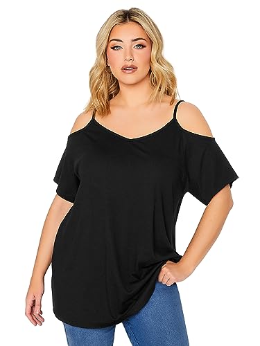 Image of Yours Curve Cold Shoulder T-Shirt - Women's - Plus Size Curve Black