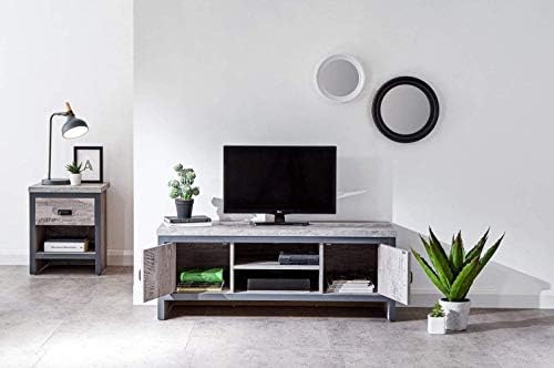 GFW Boston 2 Drawer Tv Unit, 39.2 cm Depth x 113 cm Width x 43 cm Height, Grey