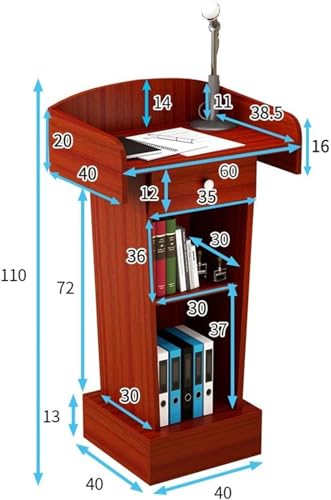 Genérico Atrile de Madera Blanca con estantes, Plataforma Ideal para aulas, Iglesias, conferencias y Ceremonias, presentaciones y discursos en público (60x