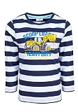 SALT AND PEPPER Jungen Gestreiftes Langarmshirt mit Bagger Applikation T-Shirt, Navy, 128/134