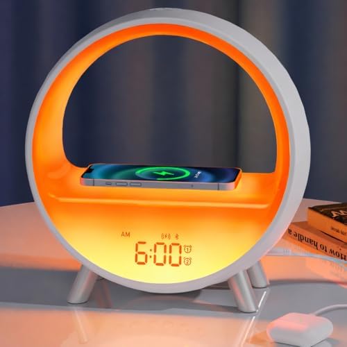 MOMILLA Sunrise Alarm Clock with Wireless Charging Station, Bluet...