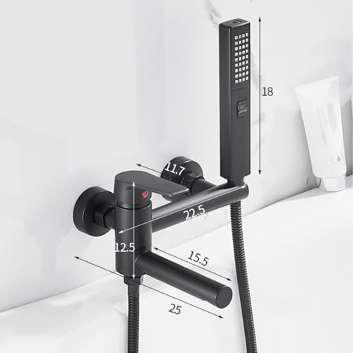 Ensemble de robinet de douche mural mitigeur bain-douche noir pivotant - 6