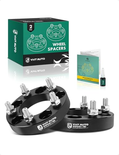 YHTAUTO 5x4.5 Wheel Spacers 1 inch Fits TJ/XJ/YJ/MJ/KJ/KK/ZJ Grand Cherokee Wrangler Liberty Mustang Ranger Explorer Edge 5x114.3 5 Lug Tire Spacers 1/2-20 Studs 82.5 mm Center Bore 2PCS