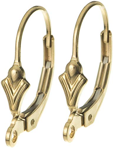 Regal Findings-10 Pack 14k Gold Filled Fleur De Lis Ear Wire Lever Back Clip Earring Connector with Closed Ring. Size: 17 x 10 mm; Designed with a Wide Opening and Strong hinged Closure, (10)
