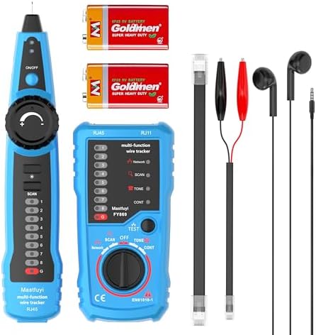 Network Cable Tester, Line Finder with Probe Tone, Wire Tracker Multifunction, RJ11 RJ45 Cable Tracer, Telephone Line Test, Ethernet LAN Network Cat5 Cat6 Cable Maintenance Collation,Blue