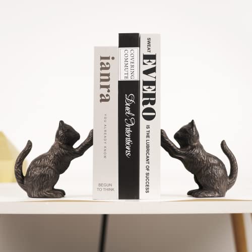 Ambipolar Cat Decorative Bookends, Unique Book Ends To Hold Books Heavy Duty For Office Desk, Vintage Antique Black Home Decor, Shelf Decoration, Modern Living Room Decor #TOP4