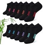 Effeet Bamboo Trainer Socks Womens 6 Pairs, Breathable Cushioned Ladies Ankle Socks, Anti Blister Short Athletic Sports Running Sock, Low Cut Summer Walking Sock, Black 6-8