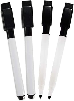 Flexible Magnets Fine tip Dry Erase Black Markers with Magnetic Cap and Eraser, Perfect for Dry Erase Boards and Whiteboards Pack of 2