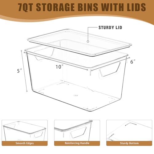 Image of 12 Pack Middle Stackable Storage Boxes for Storage and Organization, Clear Storage Bins with Lids, Plastic Storage Containers with Lids, Plastic Bins with Handles for Office, Bedroom, Study Room