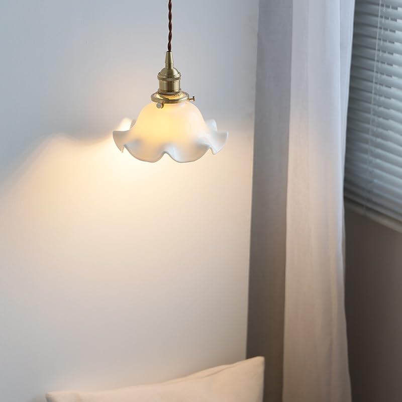 Lampe à suspension en céramique blanche pour plafond de chambre et luminaire de salon moderne