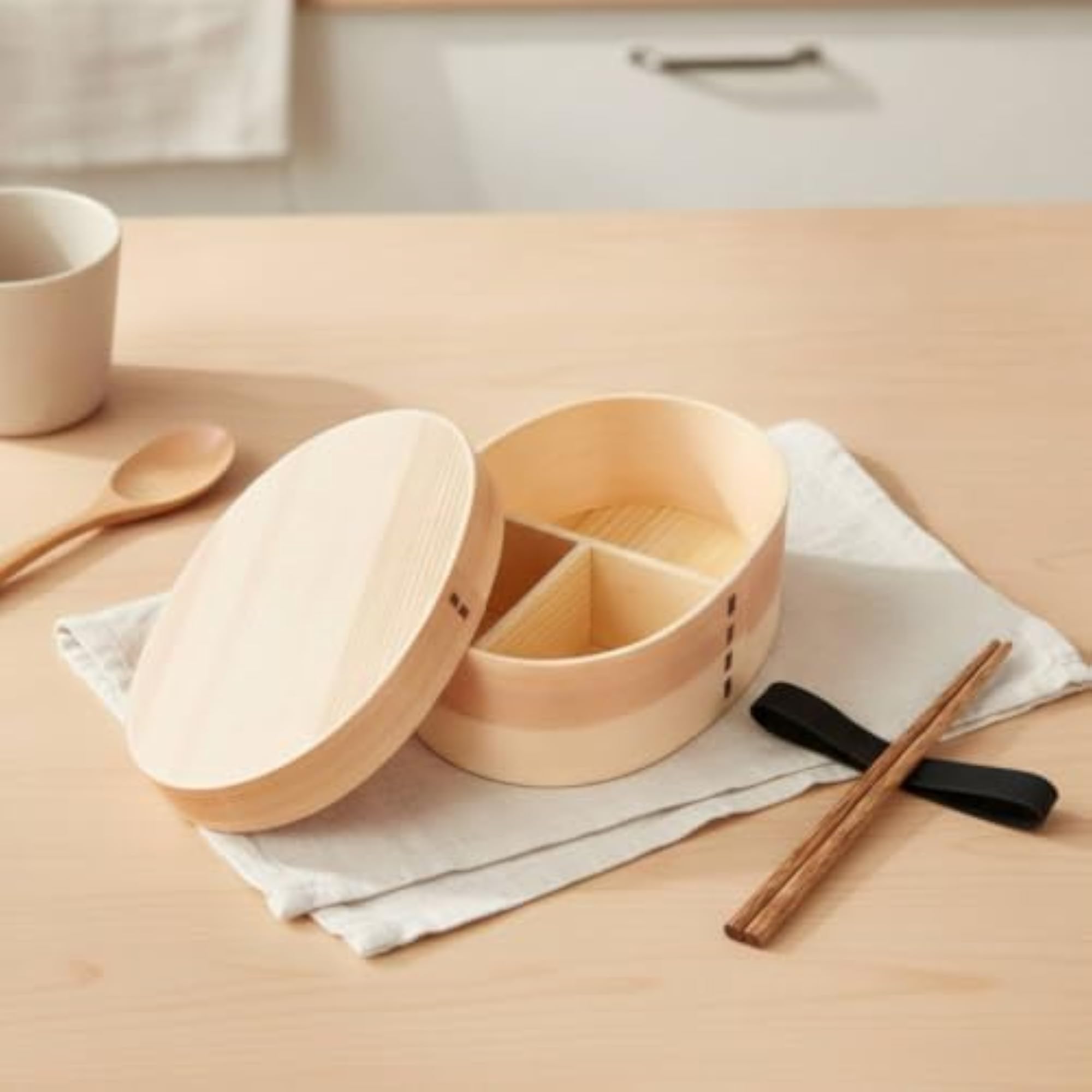 Japanese-Style Wooden Bento Box, Traditional Lunch Box