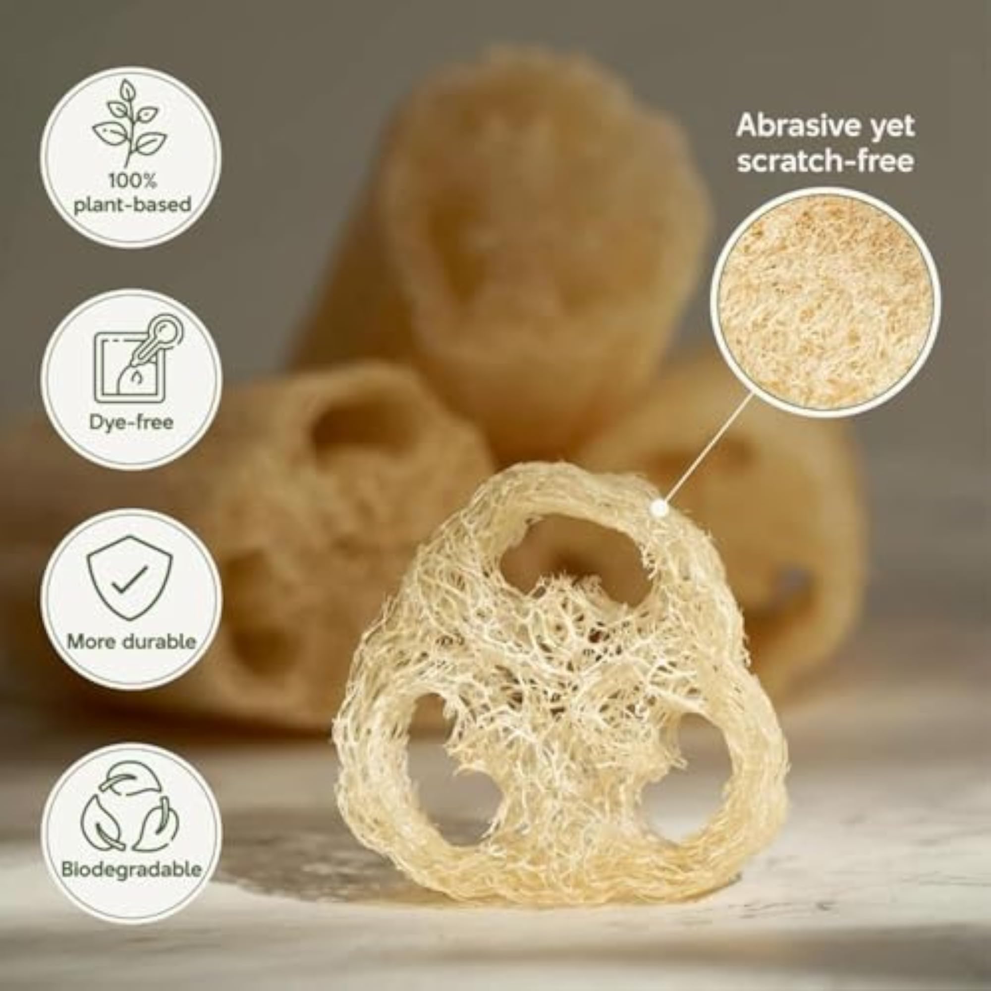 Natural Loofah Bath Sponge | Body Scrubber Hanging Loop