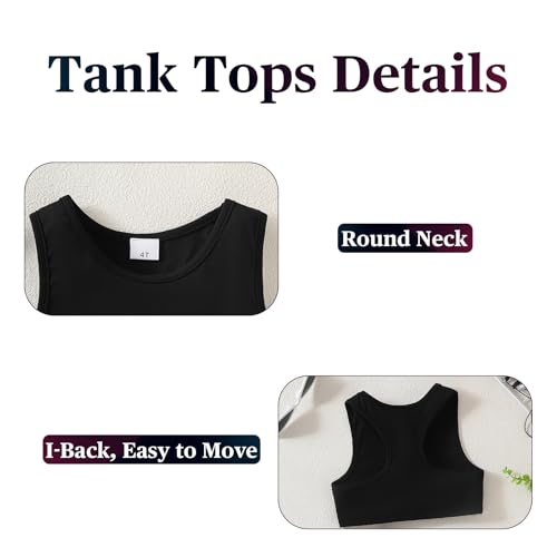 Image of Chichoo Girl's 2 Piece Athletic Outfits Workout Sets Sleeveless Crop Tank Tops and Bike Shorts Gymnastic Yoga Summer Kid 2-6Y