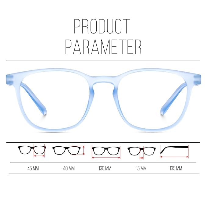 Image of Zero Power Computer Glasses - Blue Light Blocking, UV Protection, Lightweight Medium Specs for Digital Screen Safety, Stylish Everyday Wear, Eye Comfort for All-Day Use.