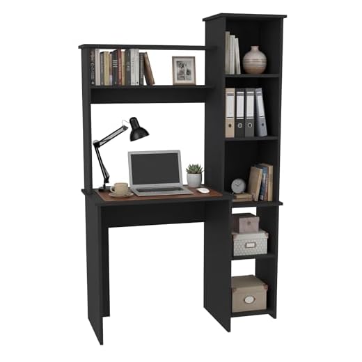 Tuhome Versalles Collection Free Standing Home Office Computer Desk with 2 Top Shelves, Black