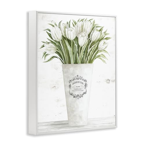 Stupell Industries White Tulip Bouquet in Parisian Vase Floral Arrangement Framed Giclee Art Design by Cindy Jacobs, 24 x 30 by Stupell Industries - Image 2