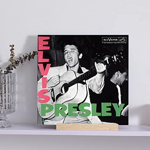 Vinyl Record Holder Display Stand - Tabletop Now Playing Album Cover Holder - Single CD Stand LP Display Shelf with Wooden Base - Solid Wood Vinyls Records Storage Organizer - Modern Home Decor