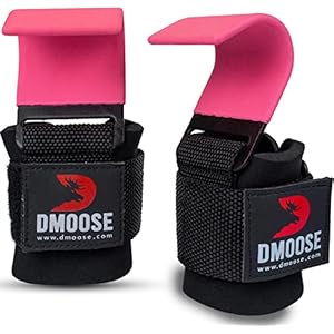 DMoose Weight Lifting Hooks (Pair), Hand Grip Support Wrist Straps for Men and Women, 8 mm Thick Padded Neoprene, Deadlift, Powerlifting, Pull up bar, Liftups, Shrugs