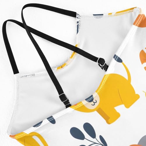 Lion and Elephant Girls One-Piece Swimsuit Beach Bathing Suit4