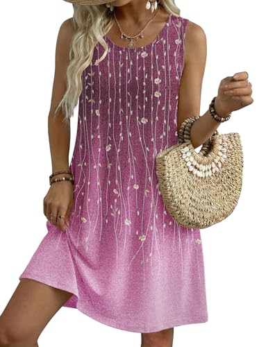 Image of Zeagoo Womens Summer Dress 2026 Sleeveless Casual A-Line Tshirt Sundresses