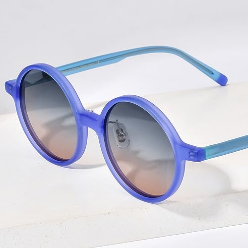 Image of HEPIDEM Acetate Vintage Retro Round Polarized Sunglasses for Men UV400 UV Protection Sun Glasses