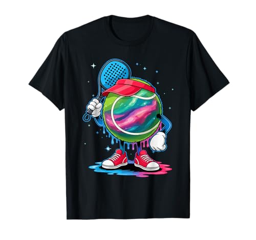 Colorful Galaxy Tennis Ball Padel Racket Fun Camiseta