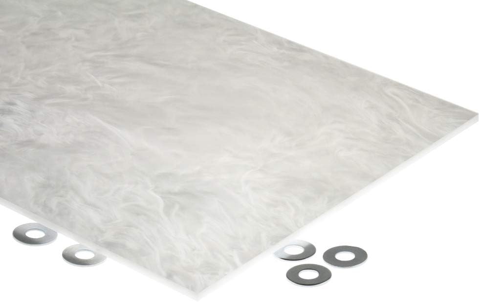 3 Pack 1/8" White Marble Acrylic Sheet 8"x12" Cast Plexiglass 3mm Thick AZM