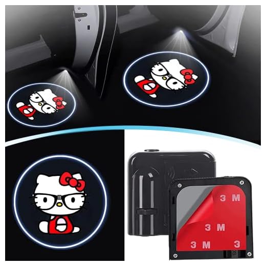 2PCS Car Door Logo Light Projector for Hello Kitty ,Courtesy Ghost Shadow Welcome Door Lamp Fit All Cars