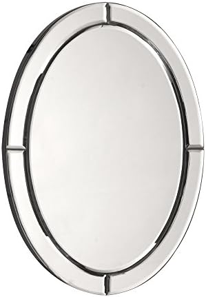 Howard Elliott Oval Hanging Wall Accent Mirror, Silver Wall Mounted Modern Vanity Mirror, Unique Design Home Decor Mirror for Bedroom, Living Room, Entryway & Bathroom, Opal Silver, 12 x 16 Inch
