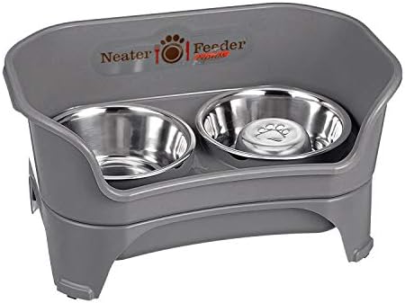 Neater Feeder Express Elevated Dog Bowls by Neater Pet Brands  Dog Bowls with Stand - Stainless Steel Food and Water Bowls  Raised Dog Bowl Set for Medium to Large Dogs, Gunmetal