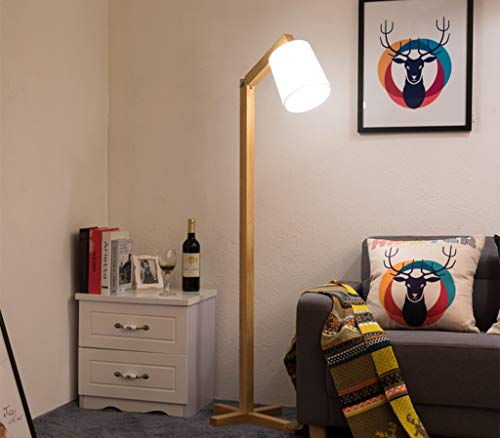 Zqld Floor Lamp, Modern Chinese Solid Wood Floor Lamp Northern Europe Simple Living Room Bedroom Study Coffee Table Read Landing Table Lamp Red Black White (Color : A) #TOP6