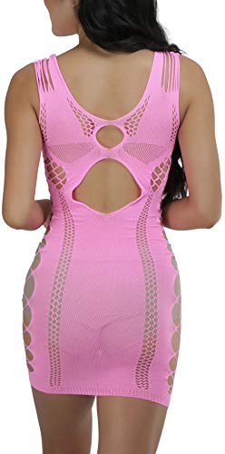 Image of ToBeInStyle Women's Stretch See Through Fishnet Novelty Mini Rave Party Dress