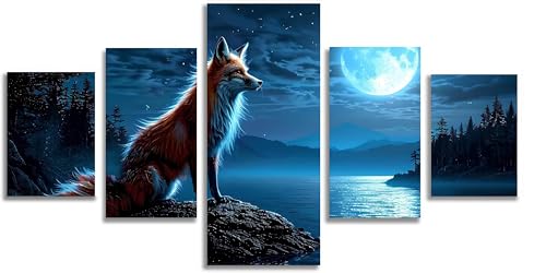 Lune diamant painting kit complet 5 pack Mefooge broderie animaux pour salon