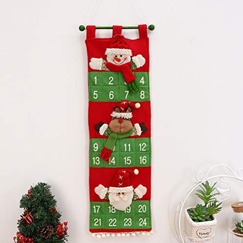 Calendário adventista de Natal LUOEM para pendurar o boneco de neve do Papai Noel, calendário de con