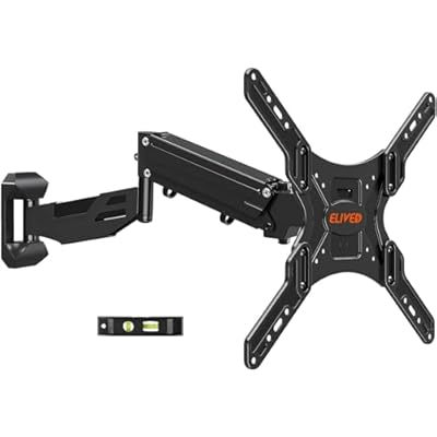 ELIVED Height Adjustable TV Wall Mount for Most 26-55 Inch tv, Spring Arm Full Motion Swivel Tilt Articulating TV Mount Bracket, Max VESA 400x400mm, Support 11-66 lbs, Matte Black.