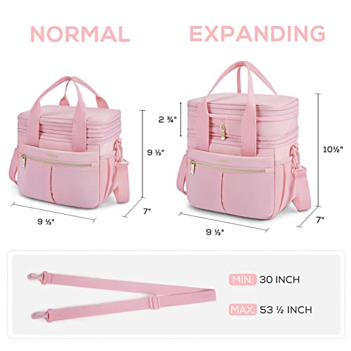Tourit Lunch Bag Women Double Deck Lunch Box Insulated Lunch Cooler For Women Men Work, School, Pink #TOP2