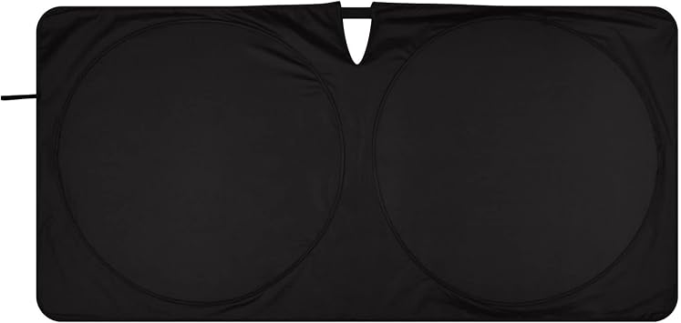 Black Car Sun Shade for Windshield Front Window Sun Cover Blocker with Storage Bag Steel Ring Foldable Auto Car Sun Visor Shield Protector for Heat Protection 32x62 Inches