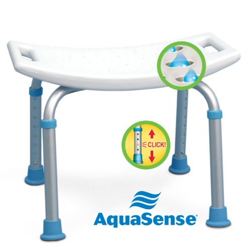 Aquasense Adjustable Non-Slip Bath & Shower Stool For Inside Shower, 20.08 X 12.2 X 14.17 Inch, White, (770-500) #TOP1