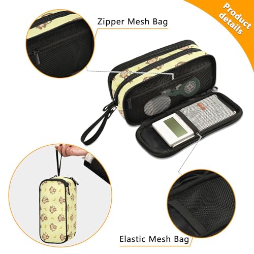 Image of J JOYSAY Monkey Banana Yellow Pencil Case Large Big Capacity Pouch Bag Pen Boxes for Girls Boys Zipper Stationery Bag for Office College School