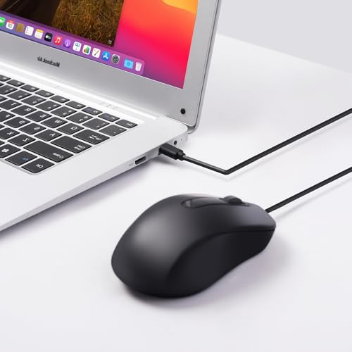 Ratón óptico tipo C con cable USB-C compatible con portátil Windows y PC de escritorio 7