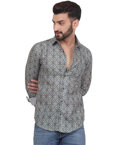 Image of TB Trybuy.in Retro Full Sleeve Casual Linen Printed Shirt for Men